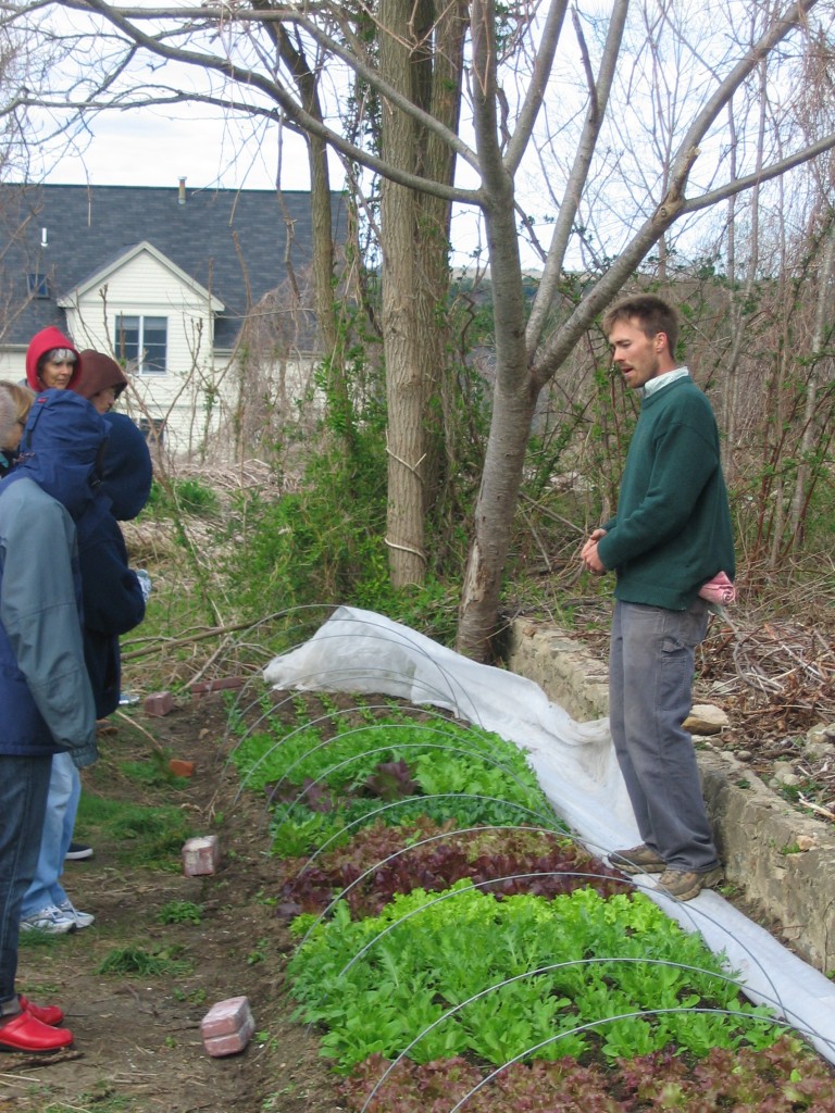 Workshop Participants view the Raised Bed, April 11.